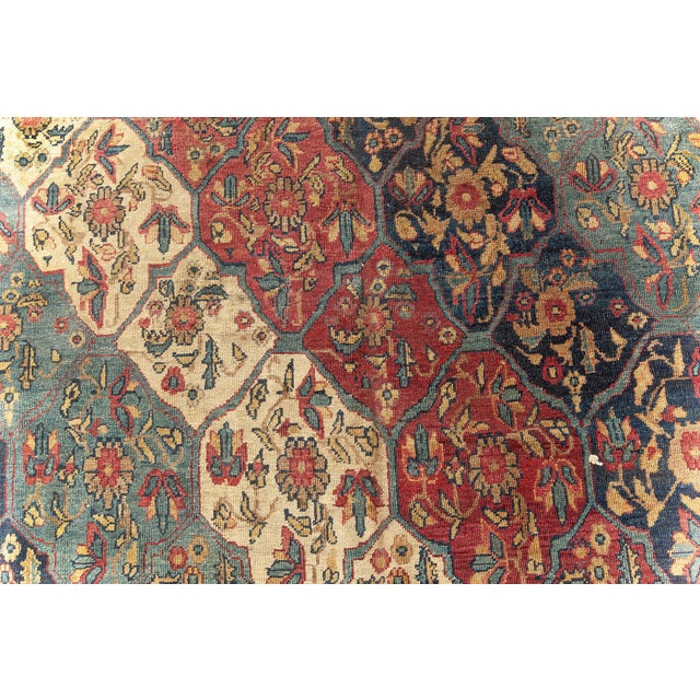 Textile 19th Century Kirman Bold Red, Dark and Light Blue Handwoven Wool Rug For Sale - Image 7 of 9