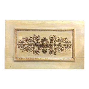 Antique Brass & Wood Cherub-Acanthus Leaf Plaque