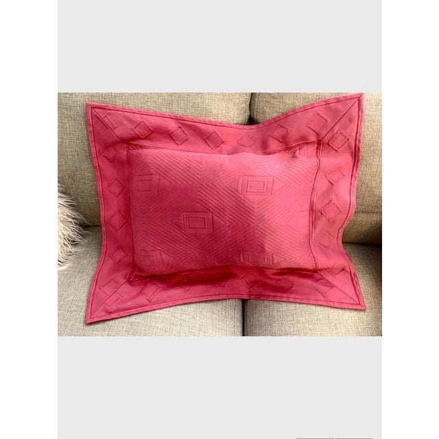 2000 - 2009 Anichini Produced by Quagliotti Cotton Quilted Modern Matelasse Italian Sham Hot Pink For Sale - Image 5 of 6
