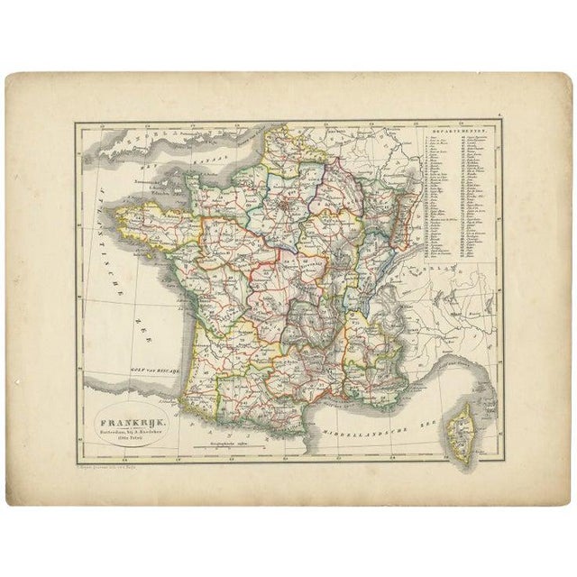 Antique Map of France, 1852 For Sale