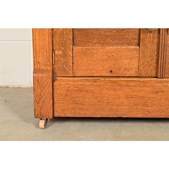 Antique Victorian Carved Oak Commode or Bar Cabinet, Circa 1890s For Sale - Image 11 of 15