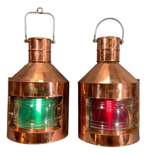 Pair of Solid Copper Port and Starboard Lights by "Griffiths & Sons"