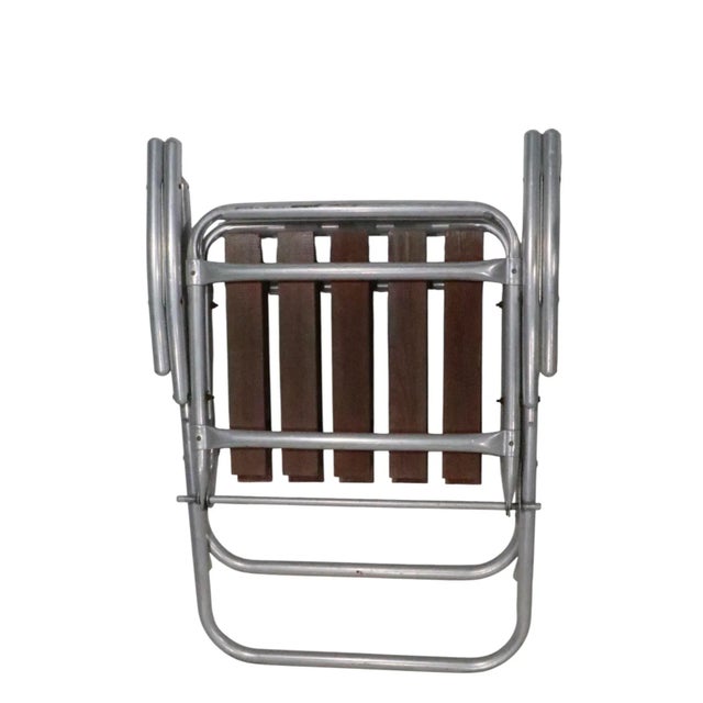 Pr. Vintage Aluminum and Wood Folding Lawn Chairs C 1960/70's For Sale - Image 9 of 11