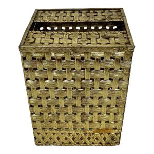 1970s Hollywood Regency Style Basketweave Tissue Box Cover