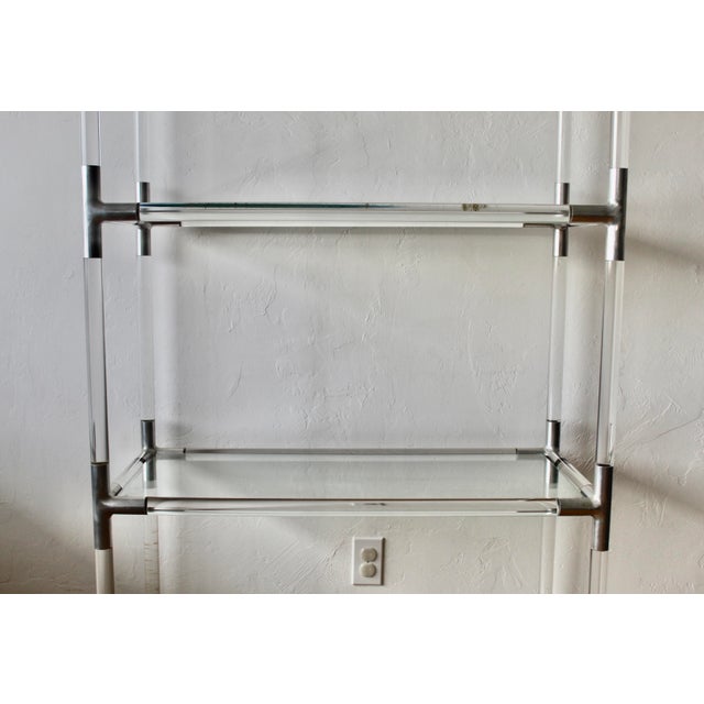 1970s Charles Hollis Jones Style Lucite Aluminum Sculptural Étagère Shelving Room Divider For Sale - Image 16 of 18