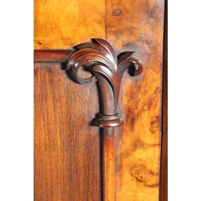 English Victorian Burl Walnut and Walnut Two Door Cabinet With Marble Top For Sale - Image 10 of 13