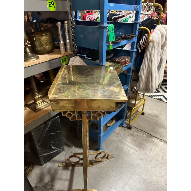 1970s 1970s Heavy Art Deco Solid Brass Podium Stand With Storage and Book Rest For Sale - Image 5 of 11