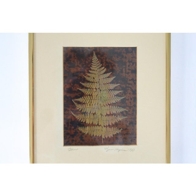 Metal 1980's Framed Etched Copper Foliage Art Wall Hangings S/3 For Sale - Image 7 of 11