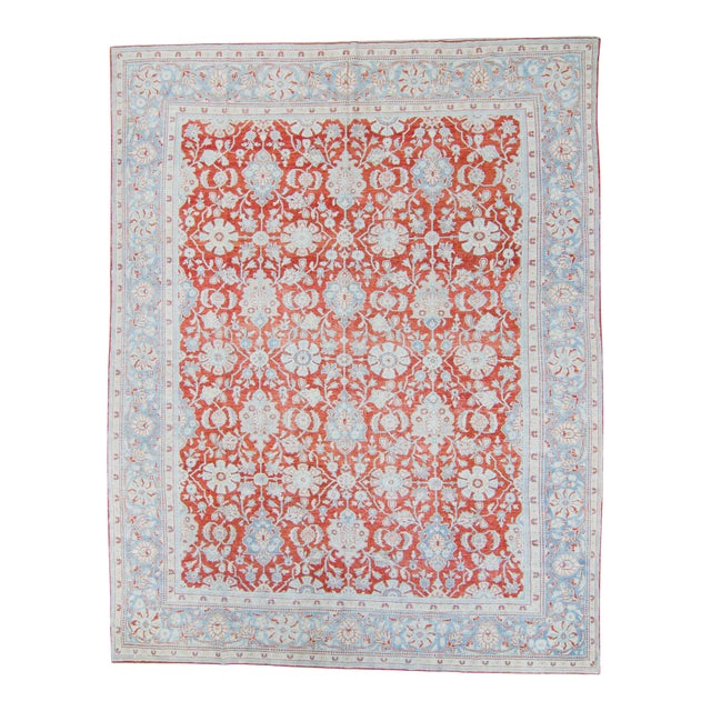 1940s Vintage Anatolian Allover Floral Medallion Hand-Knotted Rug For Sale