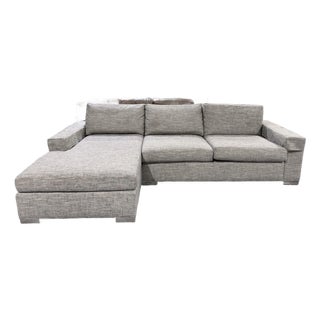 Ethan Allen Conway Greige Chaise Sectional Sofa For Sale