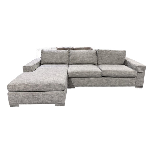 Ethan Allen Conway Greige Chaise Sectional Sofa For Sale