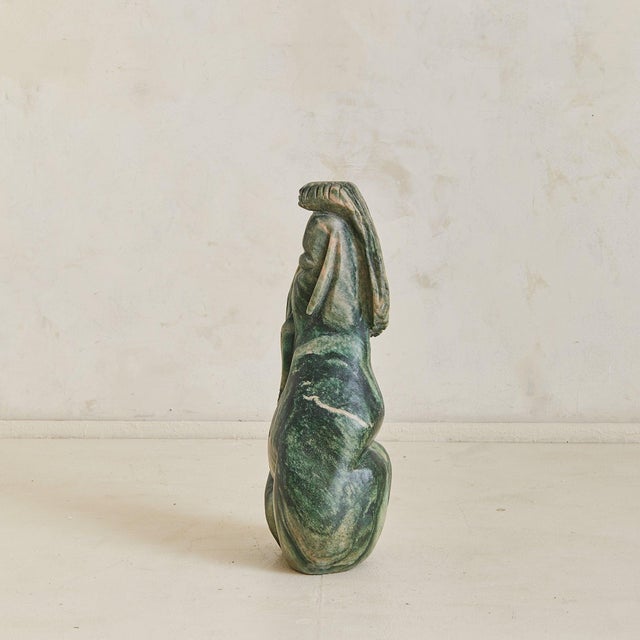 Vintage French Green Marble Female Form Sculpture For Sale - Image 9 of 18