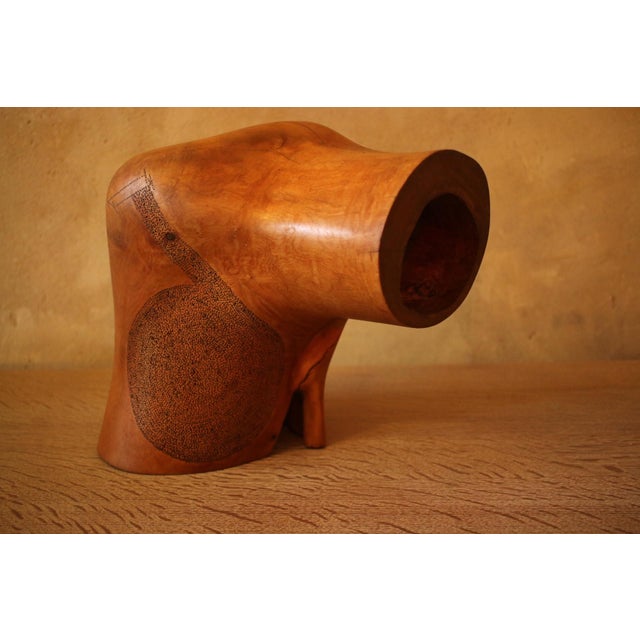 Mid-Century Modern Abstract Carved and Etched Wood Aboriginal Sculpture For Sale - Image 3 of 9