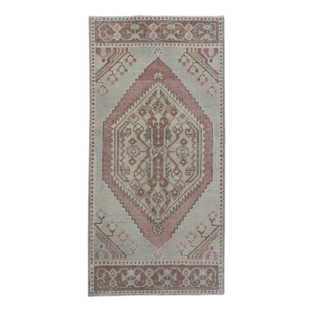 Oriental Hand Knotted Vintage Turkish Mini Rug 1'6" x 3' For Sale