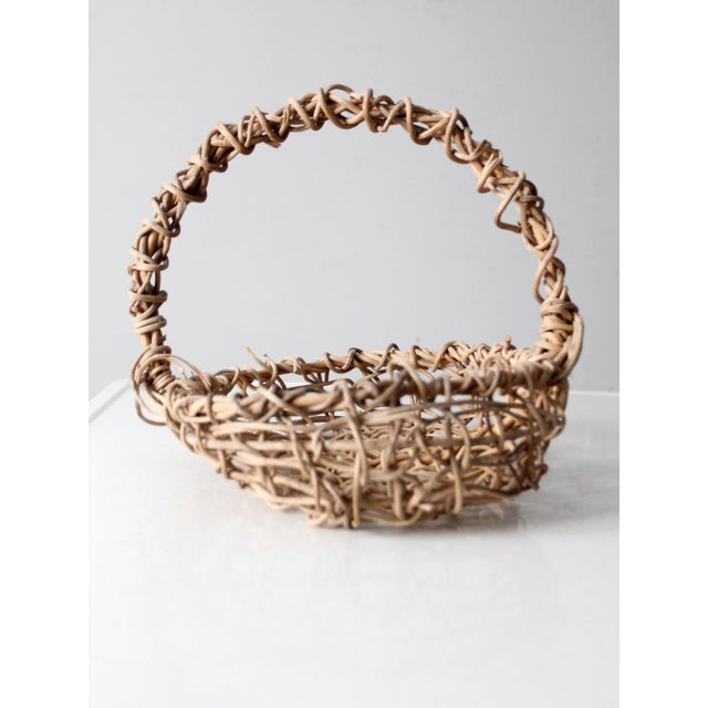 Vintage Open Weave Grapevine Basket For Sale - Image 6 of 12