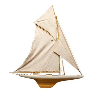 Vintage Wooden Pond Yacht Model For Sale