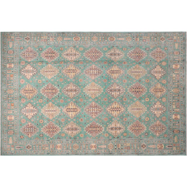 Green Tribal Kazak Bohemian Kyson Light Green/Light Green Wool Rug - 7'9''x10'1'' For Sale - Image 8 of 10