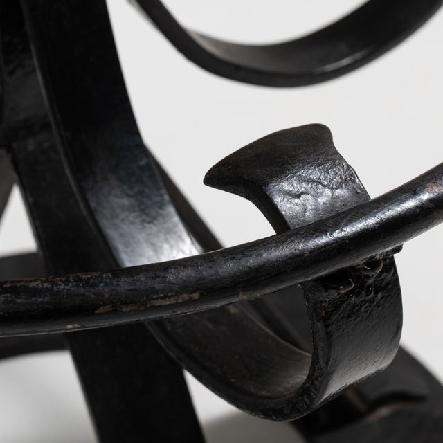 Wood 1970s Set of Four Bar Stools with Wrought Iron Bases For Sale - Image 7 of 16