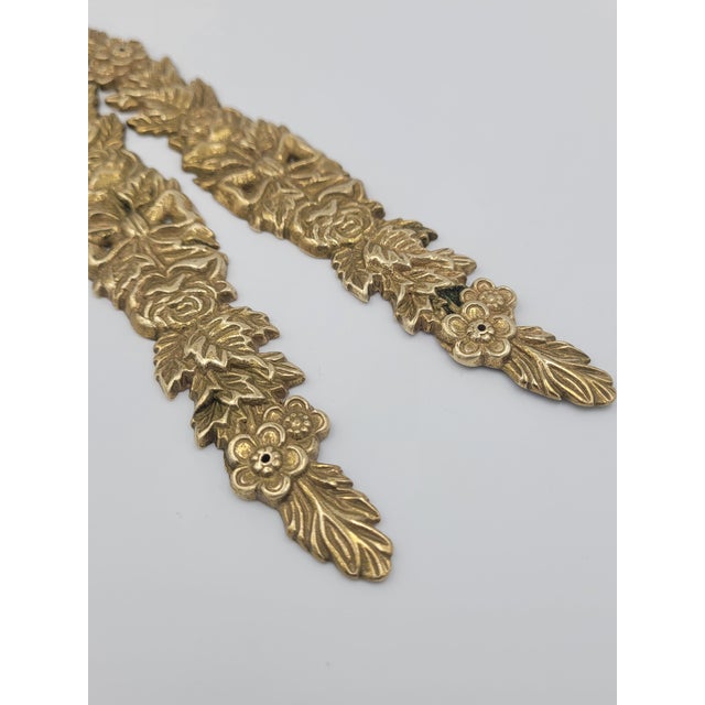 Pair of 1980s Vintage Bombay Co. Brass Floral Bow & Rose Ormolu Appliques For Sale In Mobile - Image 6 of 11