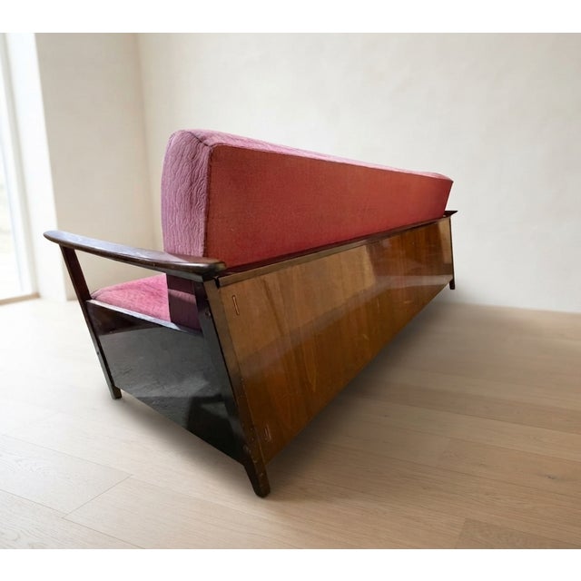 Mid-Century Modern Burgundy Folding Sofa Bed from Edmund Homa, Czechoslovakia, 1960s For Sale - Image 10 of 15