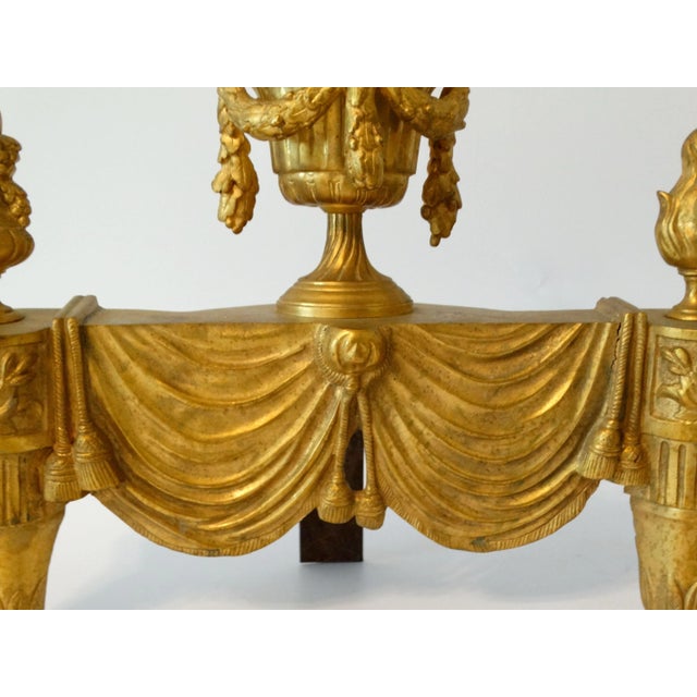 Metal Antique French Gilt Bronze Andirons, a Pair For Sale - Image 7 of 13
