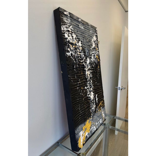 Brutalist Important Abstract Painting by Vladimir Prodanovich, 48” H X 27” W For Sale - Image 3 of 12
