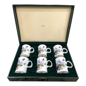 Gucci Set/6 Vintage Bone China Mugs W” Original Box