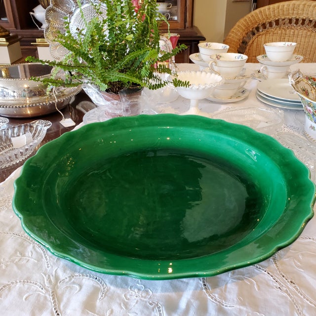 Ceramic 1930s Paul Milet Sèvres Art Deco Era Large Green Glaze Bowl, France For Sale - Image 7 of 9