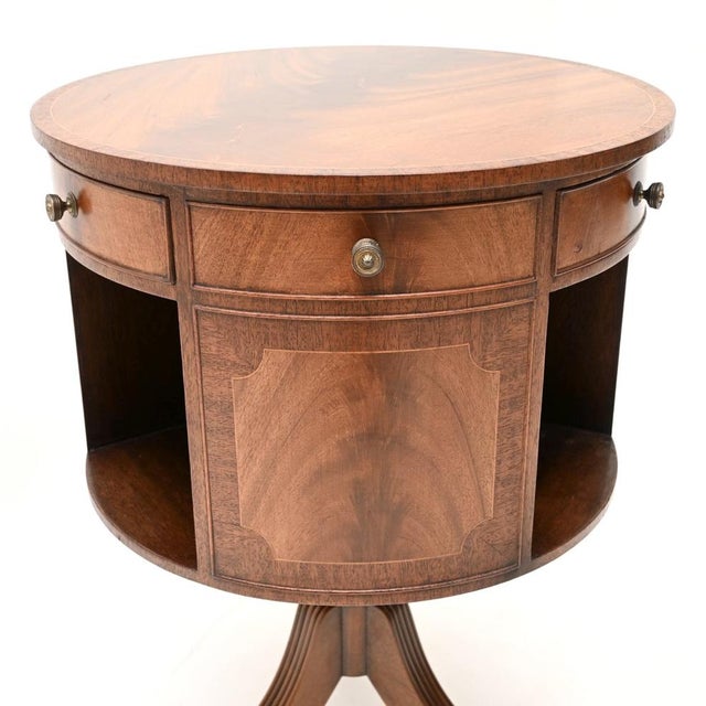 Brown Antique Regency Revolving Drum Table, 1930s For Sale - Image 8 of 10