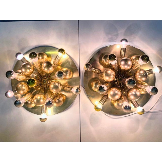 1970s Space Age Sputnik Wall Lamps in Brass from Cosack Leuchten, 1960s, Set of 2 For Sale - Image 5 of 11
