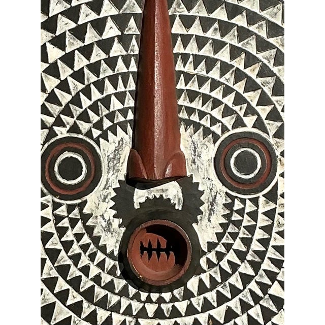 Vintage Tribal Geometric Painted Wood Shield For Sale - Image 13 of 15