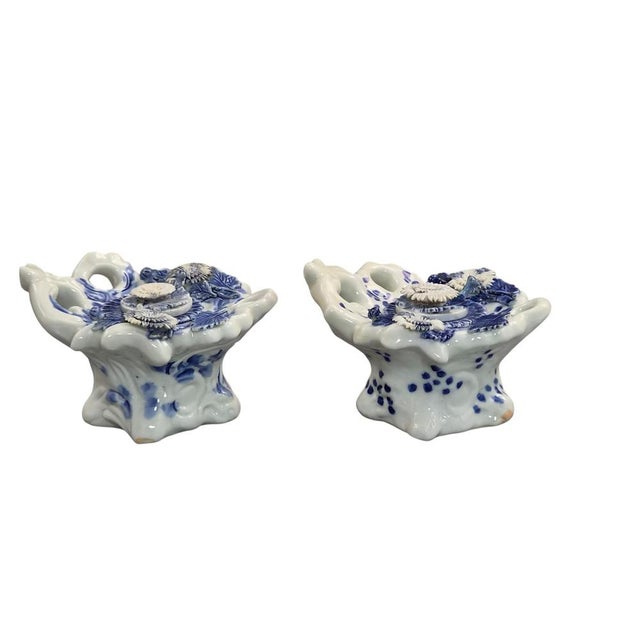 An elegant pair of antique Japanese Hirado porcelain inkwells dating to the late Edo or early Meiji period. Complete with...