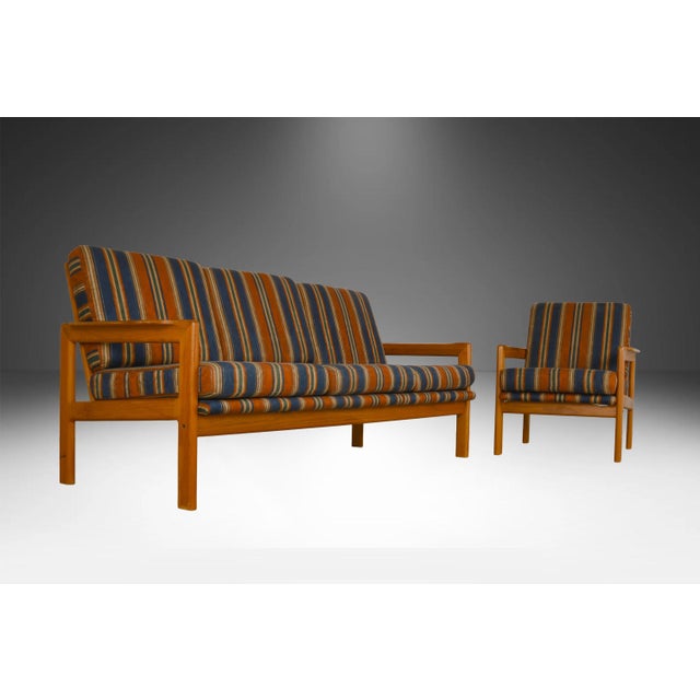 Mid-Century Vintage Danish Teak 3-Seat Sofa and Armchair For Sale - Image 13 of 15