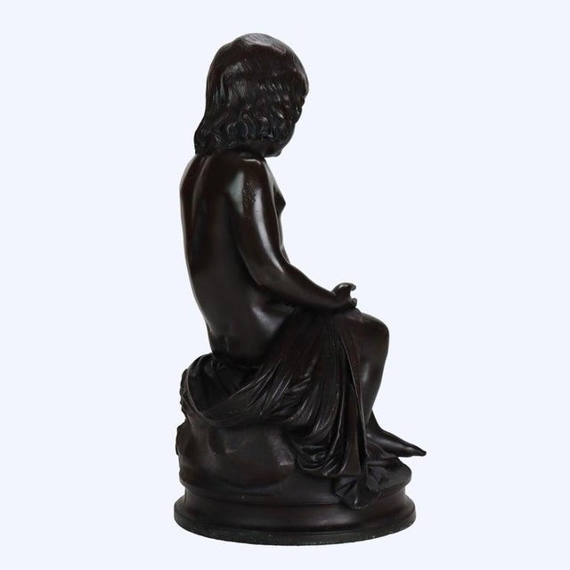 Bronze Antique Classical Bronze Sculpture of a Young Girl by L. V. E. Robert C1847 For Sale - Image 8 of 14