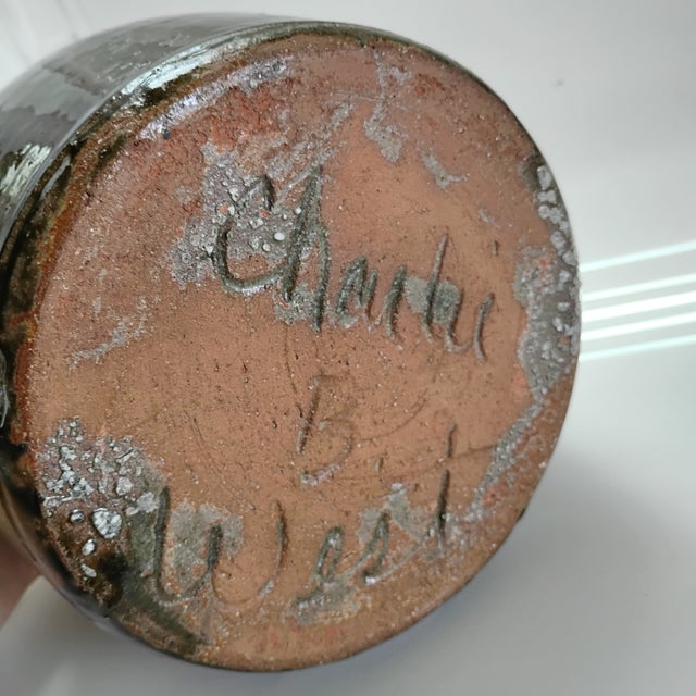 Brown Original Charlie West Alkaline Glaze "Buggy" Jug For Sale - Image 8 of 8