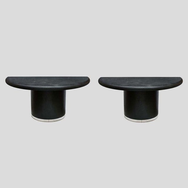 Demi Lune Consoles Tables in Black Lacquer, 1980s, Set of 2 For Sale - Image 13 of 13