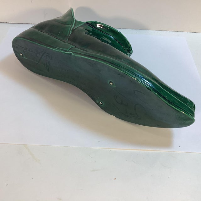 1960s Americana Folk Art Ceramic Elf Shoe Planter With