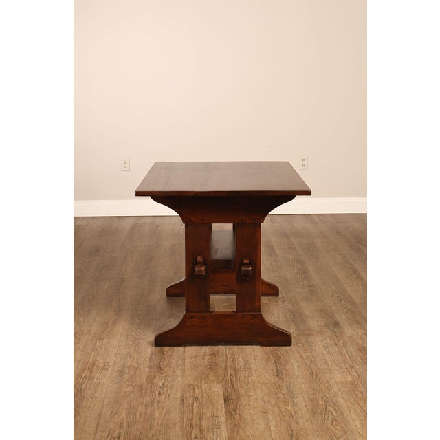Gustav Stickley Mission Oak Trestle Library Table For Sale - Image 10 of 14