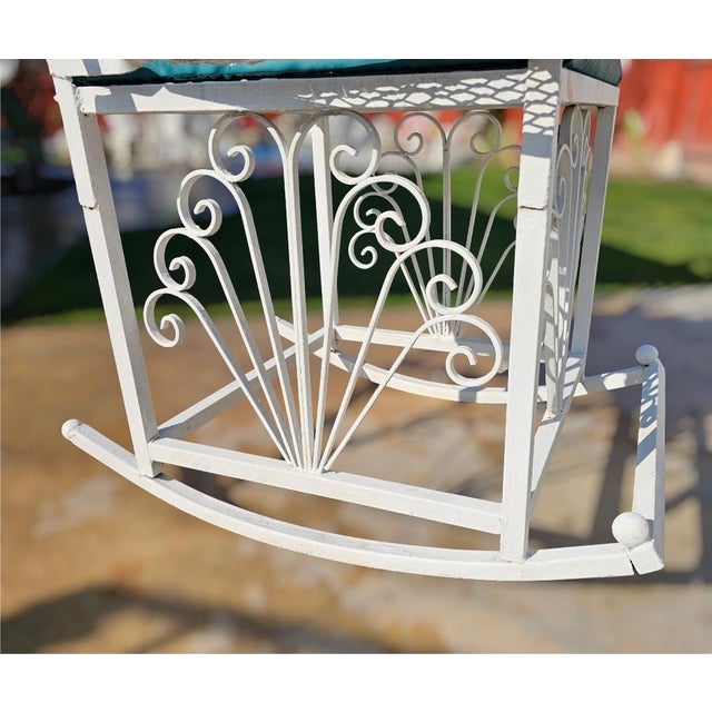 Vintage Wrought Iron Peacock Rocking Chair For Sale - Image 13 of 17