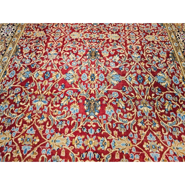 1900 - 1909 Vintage Persian Mahal Sultanabad Rug, Hand-Knotted Wool, Geometric Pattern, 10x13, Red & Blue For Sale - Image 5 of 10