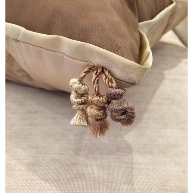 Contemporary Cream Flocked Pillows - a Pair For Sale - Image 9 of 10