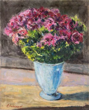 Pino Romanò, Flowers, Oil Painting, 1990s