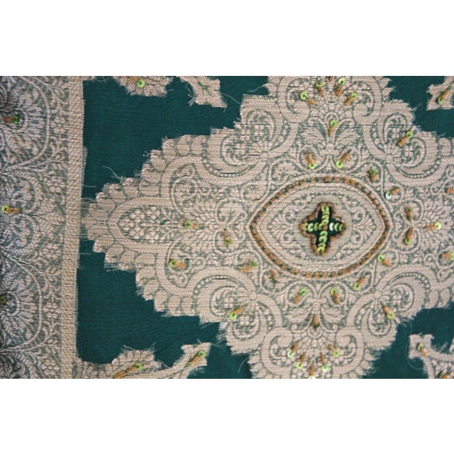 Emerald Emerald Green Moorish Throw Pillows Embellished With Sequins and Beads a Pair For Sale - Image 8 of 13