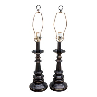 Vintage French Country Farmhouse Style Table Lamps - Pair For Sale