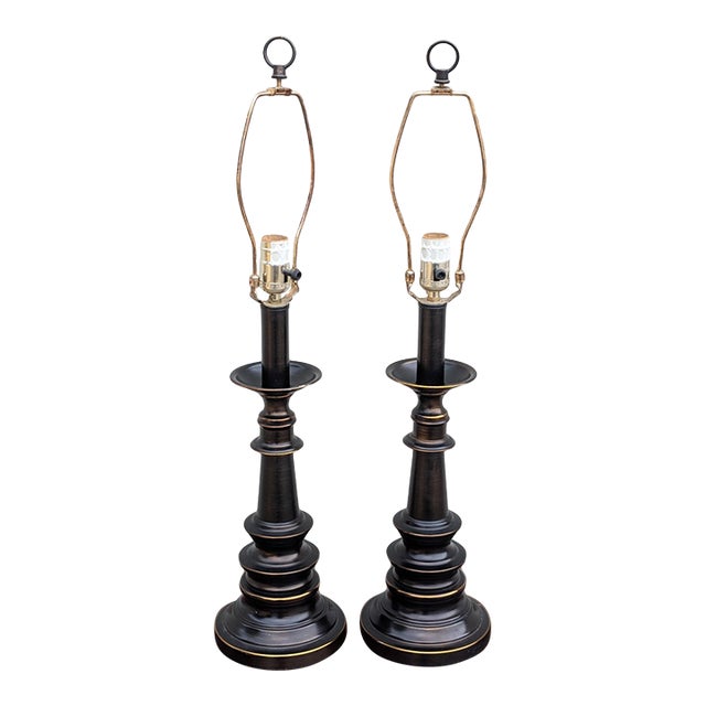 Vintage French Country Farmhouse Style Table Lamps - Pair For Sale