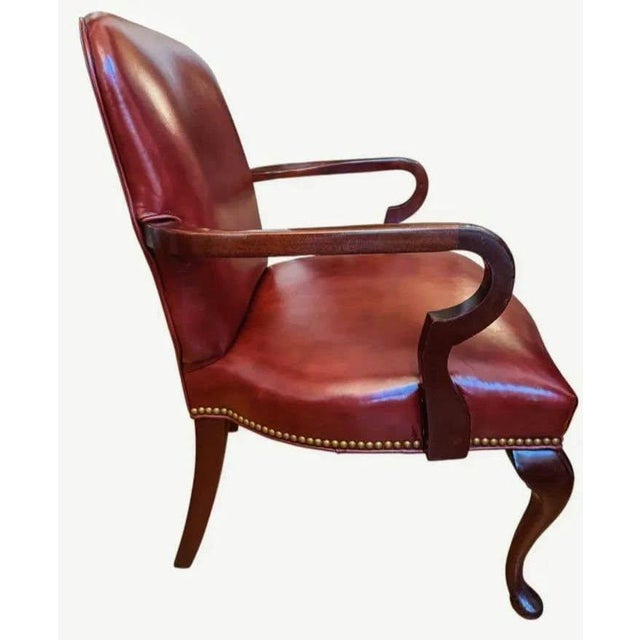 The Ultimate Statement of Traditional Elegance: The Leathercraft Open Armchair & Tufted Ottoman Set For Sale - Image 11 of 12