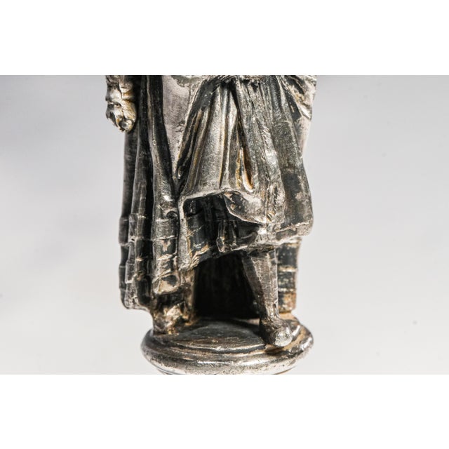 Metal Neat Antique Art Nouveau Silver Gilt Bronze Albrecht Dürer Statue Miniature Desk Wax Seal For Sale - Image 7 of 15
