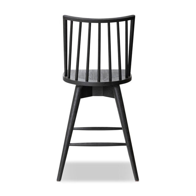 Wood Four Hands Lewis Swivel Counter Stool - Black Oak For Sale - Image 7 of 11