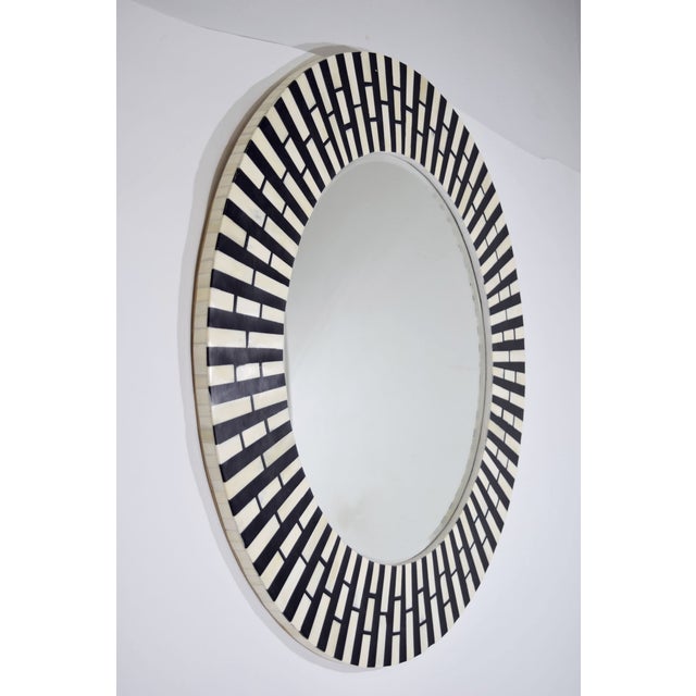 Contemporary Tessellated Stone Black & White Mirror For Sale - Image 3 of 5