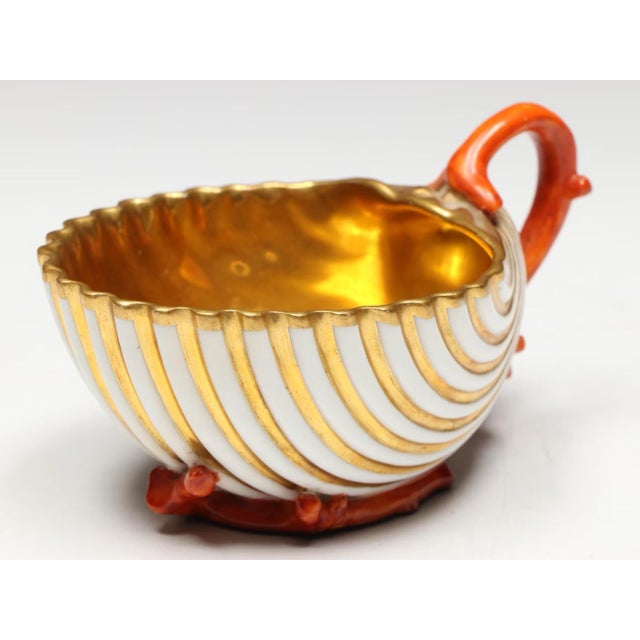 Antique early 19th century French Dagoty Paris porcelain sea shell cup & saucer - circa 1810. The cup with faux coral...